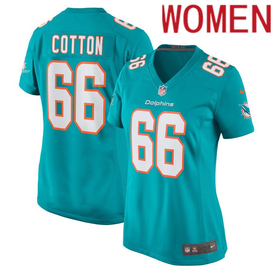 Women Miami Dolphins #66 Lester Cotton Sr. Nike Aqua Home Game Player NFL Jersey